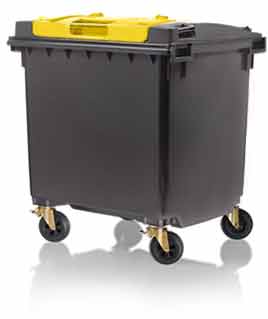 Mobile waste containers 1100 litre with flat lid in lid from Weber GmbH